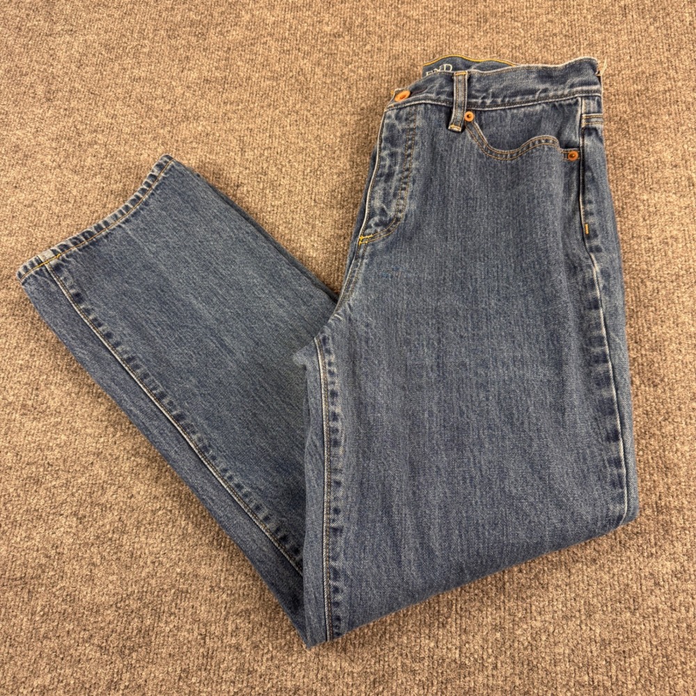 Lands' End High Rise Straight Jean Women Size 12 Blue Excellent Classic Denim